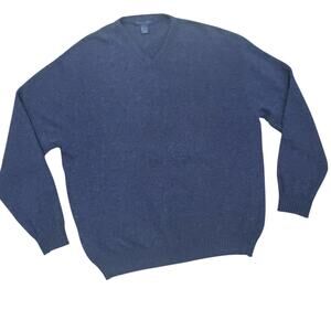 Amherst & Brock Made in Italy Lambs Wool Sweater V Neck Blue Lambswool XL XLarge